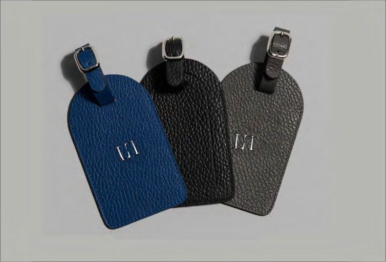 Porte-étiquettes bagage : Cuir grainé, trois coloris