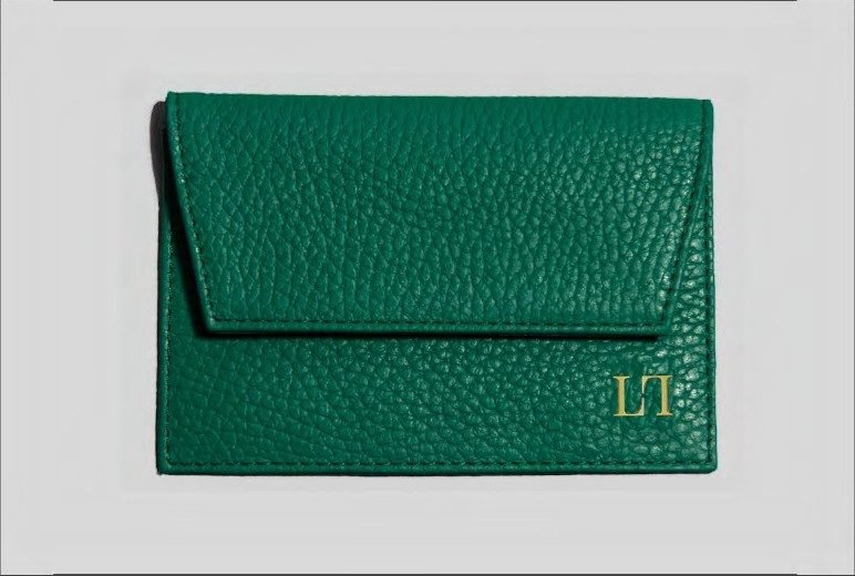 Portefeuille rabat : Cuir grainé vert
